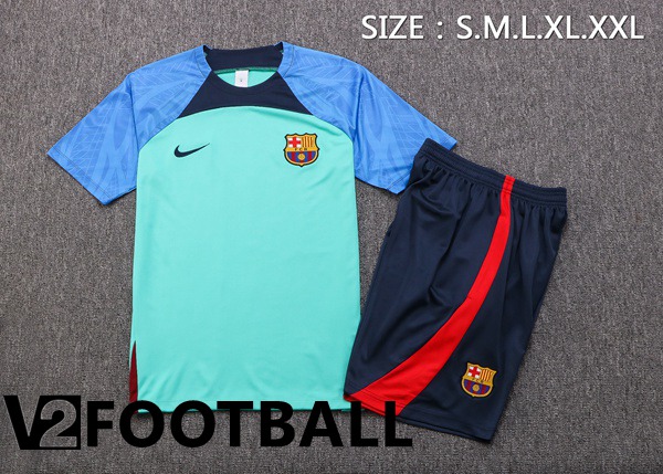 FC Barcelona Training T Shirt + Shorts Green 2022/2023