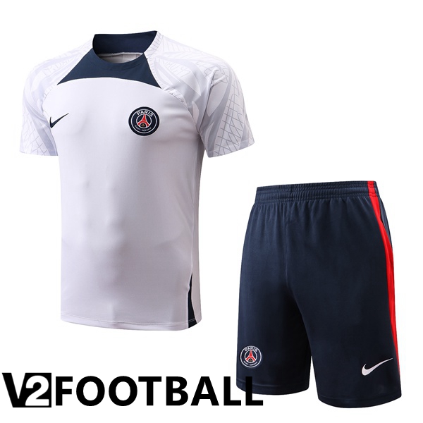 Paris Saint Germain Training T Shirt + Shorts White 2022/2023