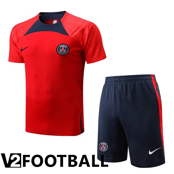 Paris Saint Germain Training T Shirt + Shorts Red 2022/2023