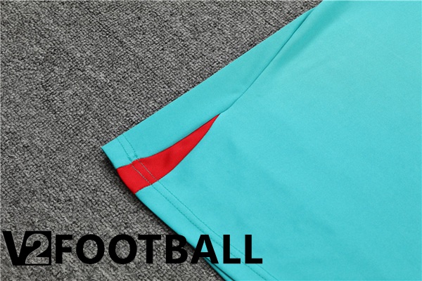 FC Barcelona Training T Shirt + Shorts Cyan 2022/2023