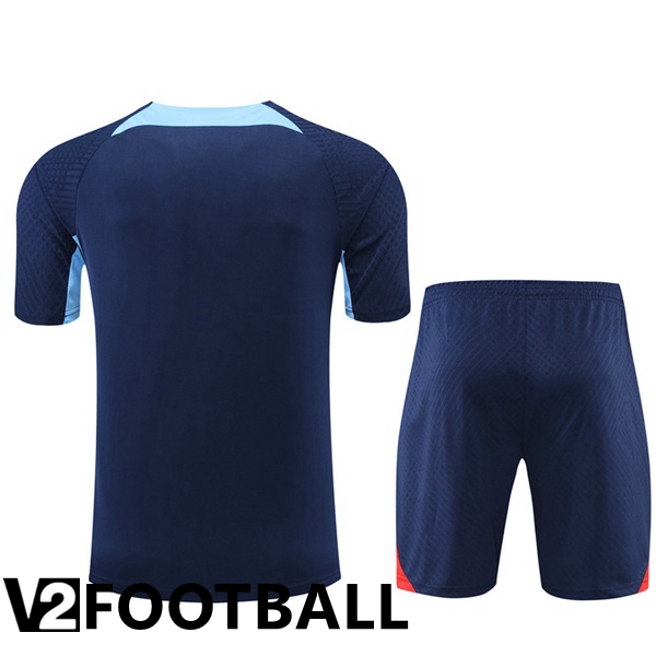 FC Barcelona Training T Shirt + Shorts Blue 2022/2023