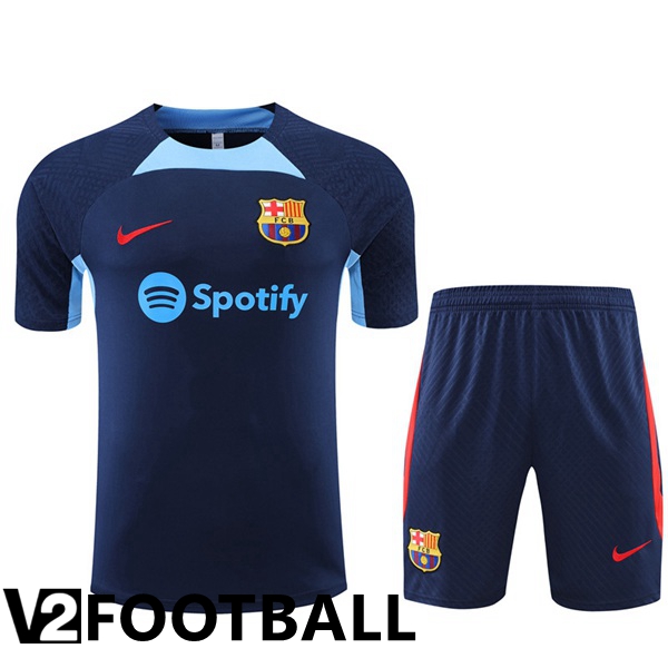 FC Barcelona Training T Shirt + Shorts Blue 2022/2023