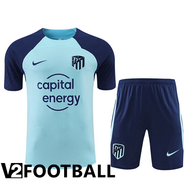 Atletico Madrid Training T Shirt + Shorts Blue 2022/2023