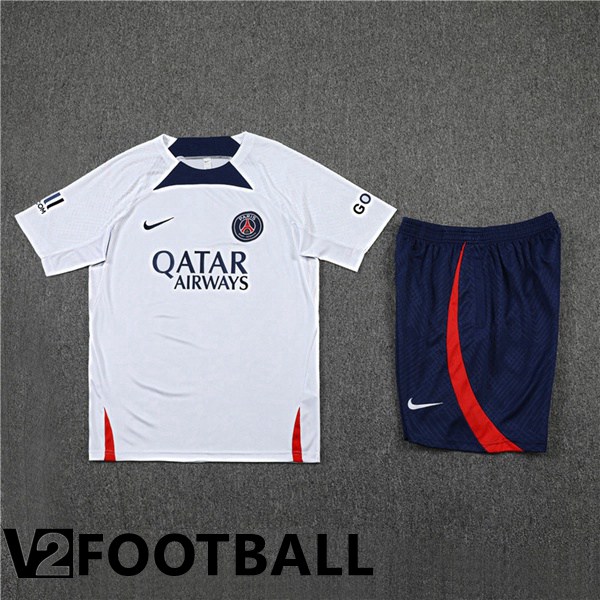 Paris Saint Germain Training T Shirt + Shorts White 2022/2023