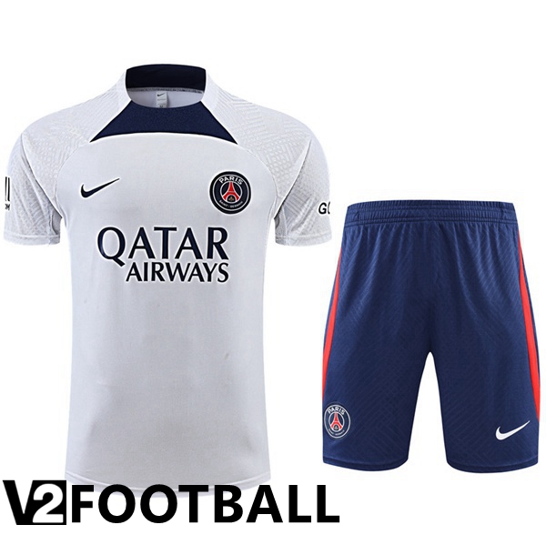 Paris Saint Germain Training T Shirt + Shorts White 2022/2023