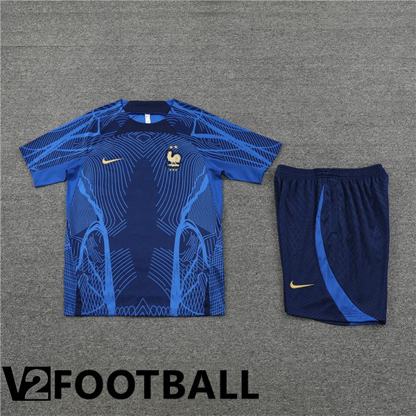 France Training T Shirt + Shorts Blue 2022/2023