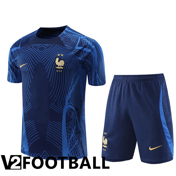 France Training T Shirt + Shorts Blue 2022/2023