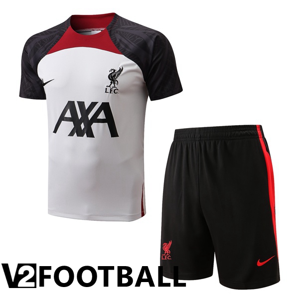 FC Liverpool Training T Shirt + Shorts White Black 2022/2023