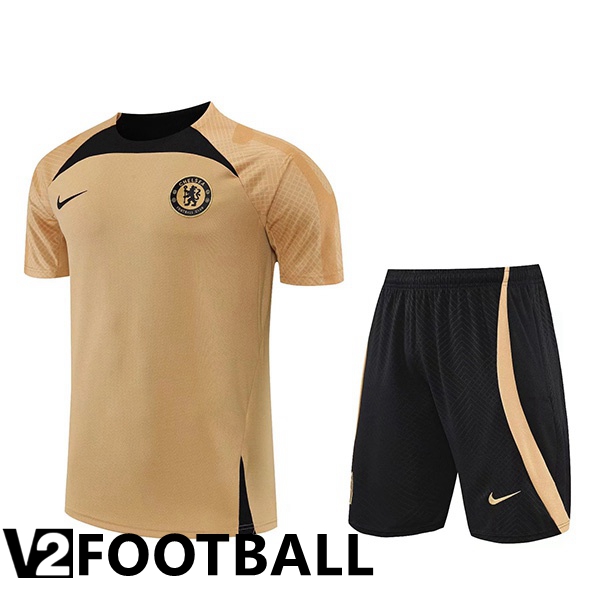 FC Chelsea Training T Shirt + Shorts Yellow 2022/2023