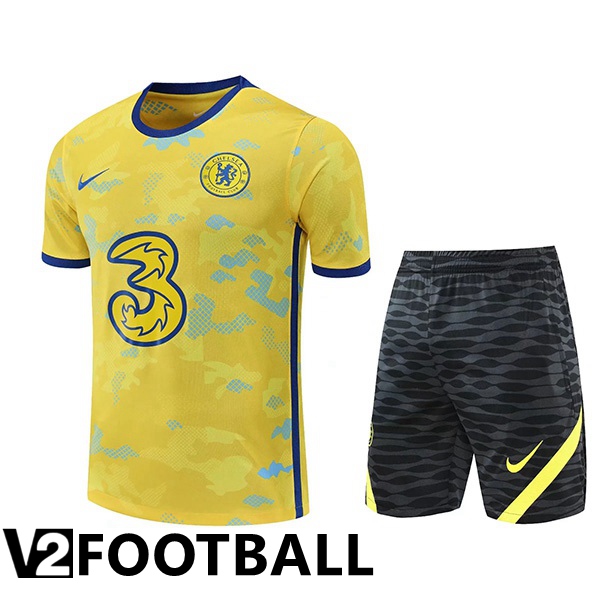 FC Chelsea Training T Shirt + Shorts Yellow 2022/2023