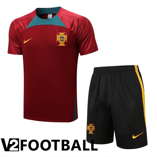 Portugal Training T Shirt + Shorts Black 2022/2023