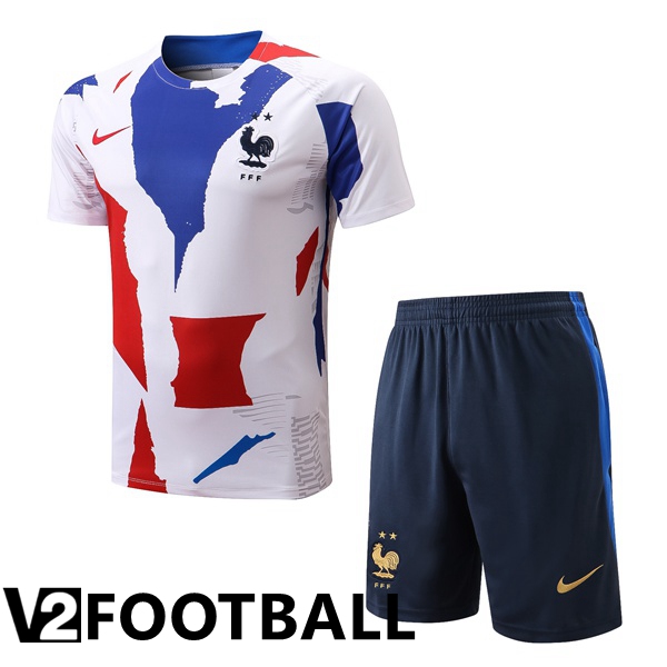 France Training T Shirt + Shorts White 2022/2023