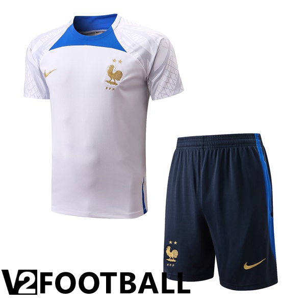 France Training T Shirt + Shorts White 2022/2023