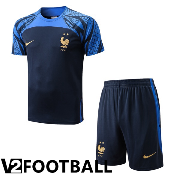 France Training T Shirt + Shorts Royal Blue 2022/2023