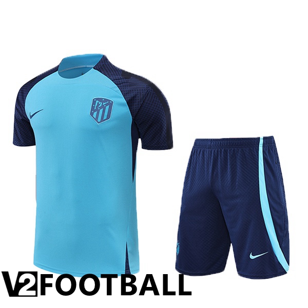 Atletico Madrid Training T Shirt + Shorts Blue 2022/2023