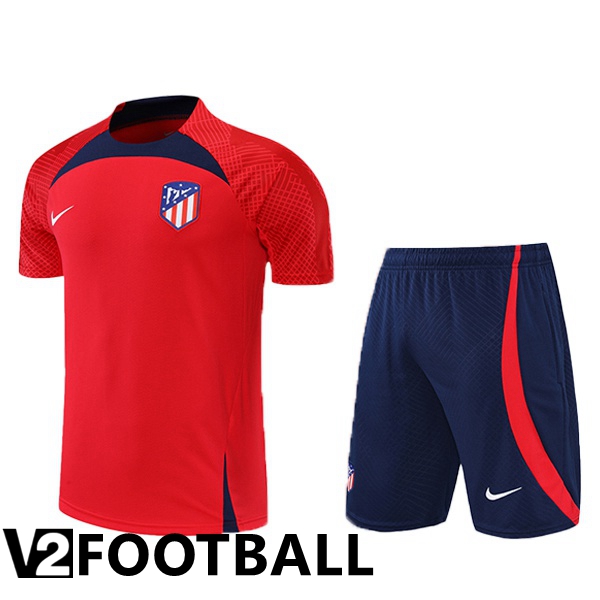 Atletico Madrid Training T Shirt + Shorts Red 2022/2023