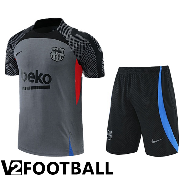 FC Barcelona Training T Shirt + Shorts Grey 2022/2023