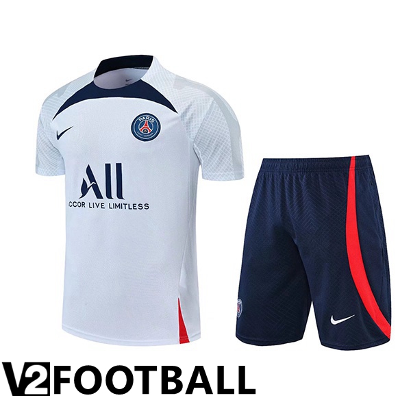 Paris Saint Germain Training T Shirt + Shorts White 2022/2023