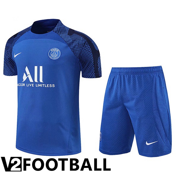 Paris Saint Germain Training T Shirt + Shorts Blue 2022/2023