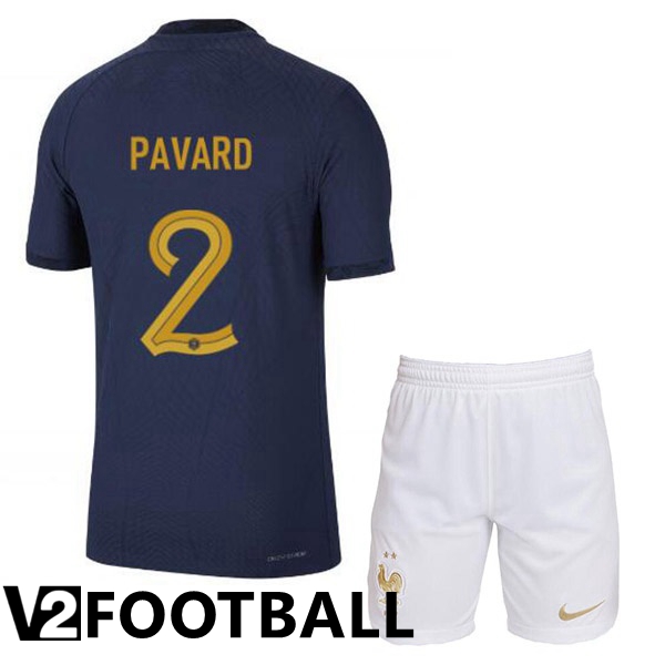France (PAVARD 2) Kids Home Shirts Royal Blue World Cup 2022