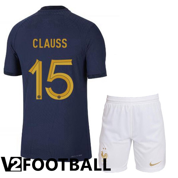 France (CLAUSS 15) Kids Home Shirts Royal Blue World Cup 2022