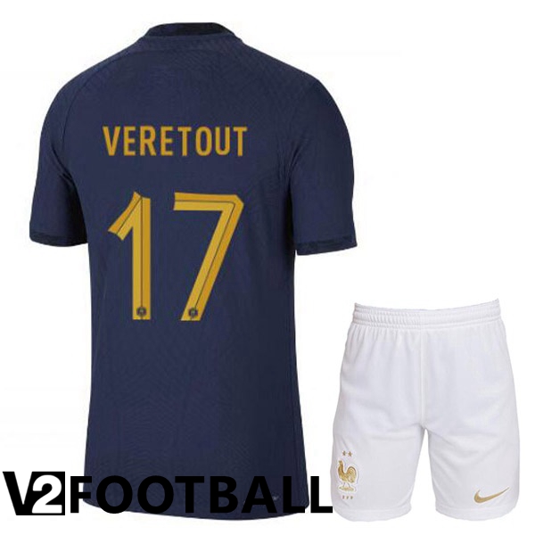France (VERETOUT 17) Kids Home Shirts Royal Blue World Cup 2022