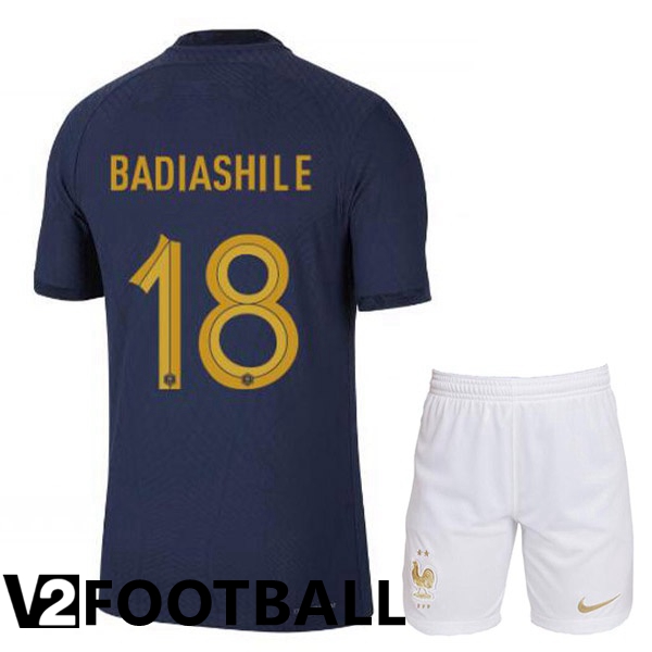 France (BADIASHILE 18) Kids Home Shirts Royal Blue World Cup 2022