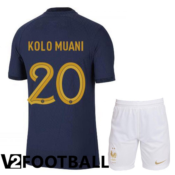 France (KOLO MUANI 20) Kids Home Shirts Royal Blue World Cup 2022