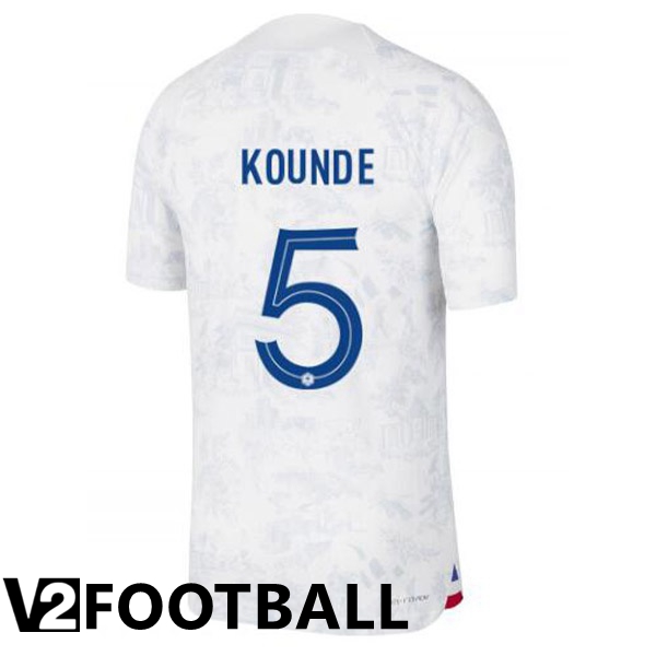 France (KOUNDE 5) Away Shirts White World Cup 2022