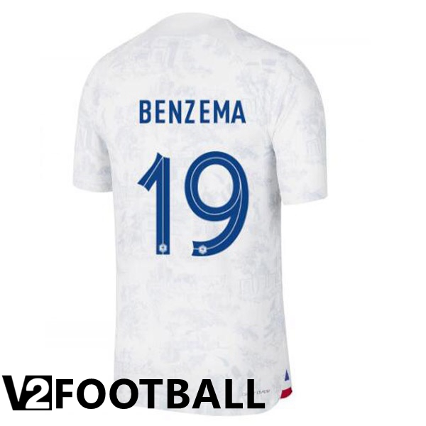 France (BENZEMA 19) Away Shirts White World Cup 2022