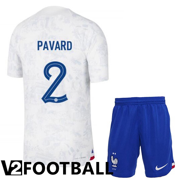 France (PAVARD 2) Kids Away Shirts White World Cup 2022