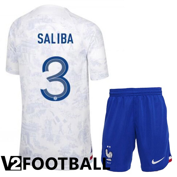 France (SALIBA 3) Kids Away Shirts White World Cup 2022