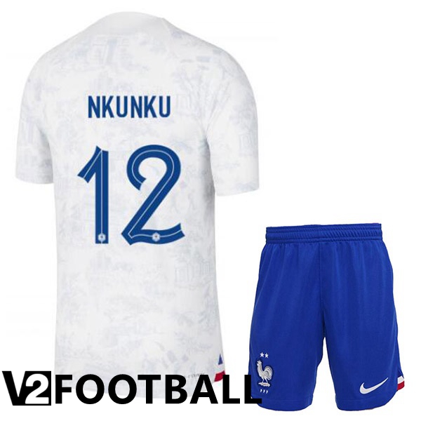 France (NKUNKU 12) Kids Away Shirts White World Cup 2022