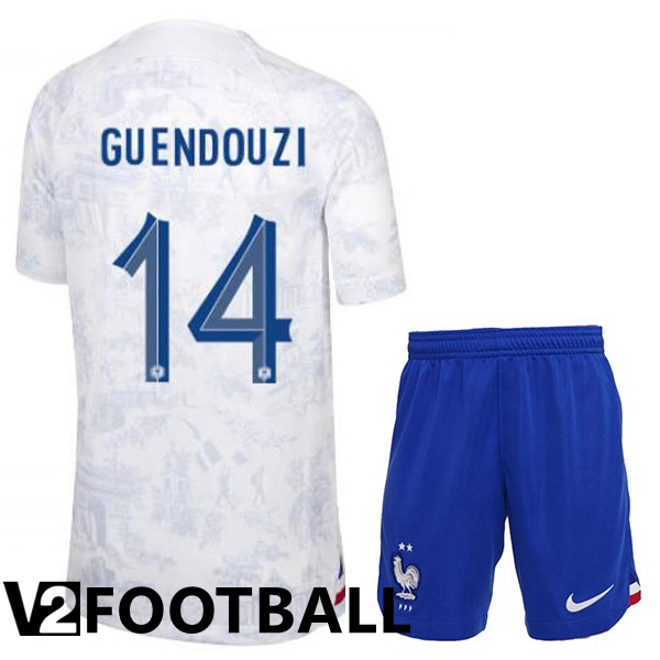 France (GUENDOUZI 14) Kids Away Shirts White World Cup 2022
