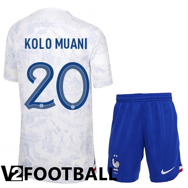 France (KOLO MUANI 20) Kids Away Shirts White World Cup 2022
