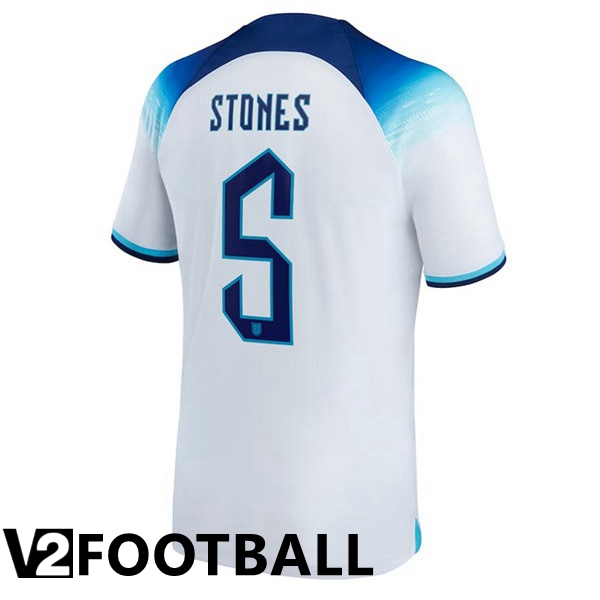 England (STONES 5) Home Shirts White World Cup 2022
