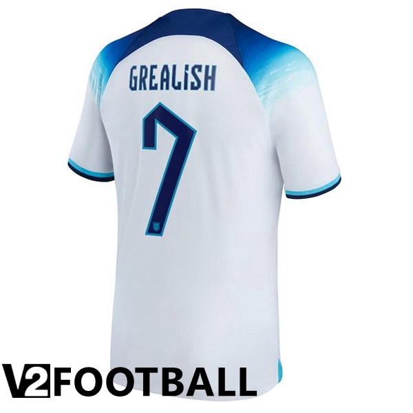 England (GREALISH 7) Home Shirts White World Cup 2022