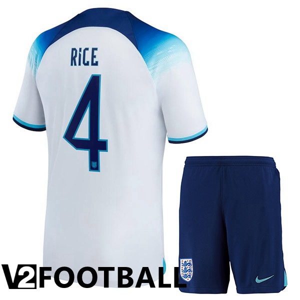 England (RICE 4) Kids Home Shirts White World Cup 2022