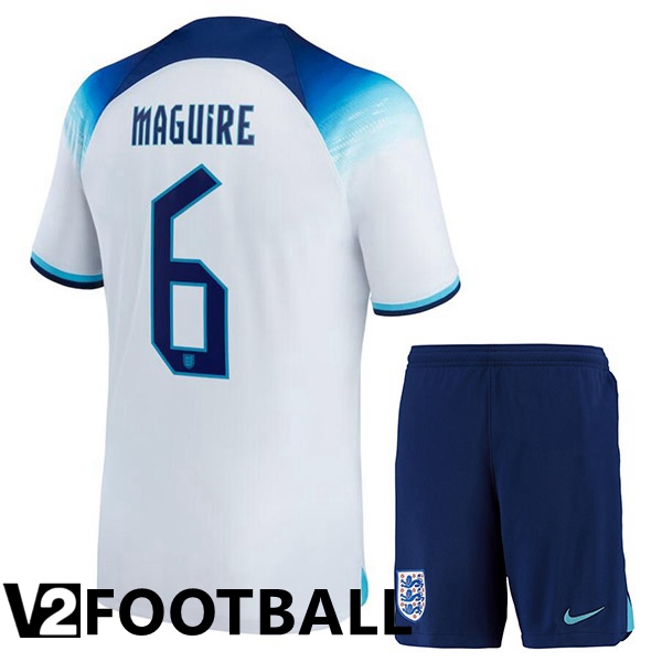 England (MAGUIRE 6) Kids Home Shirts White World Cup 2022