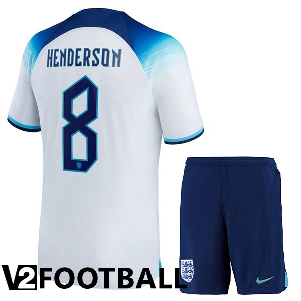 England (HENDERSON 8) Kids Home Shirts White World Cup 2022