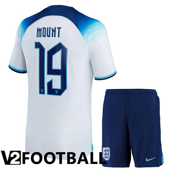 England (MOUNT 19) Kids Home Shirts White World Cup 2022