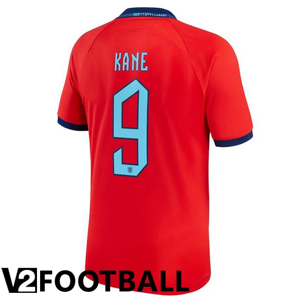 England (KANE 9) Away Shirts Red World Cup 2022