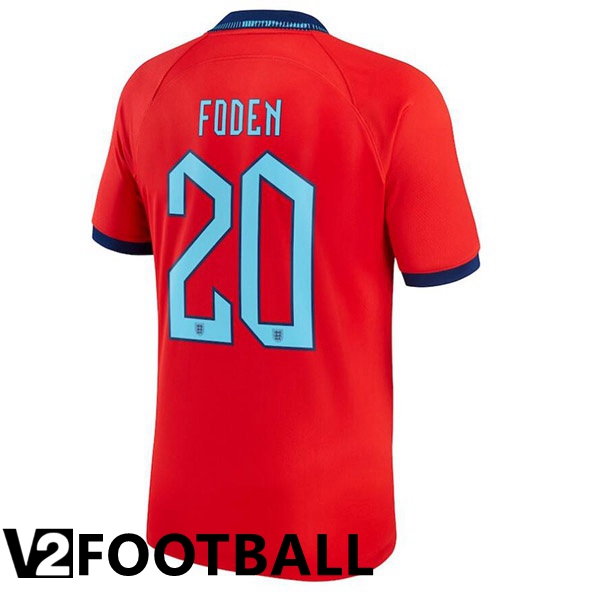 England (FODEN 20) Away Shirts Red World Cup 2022