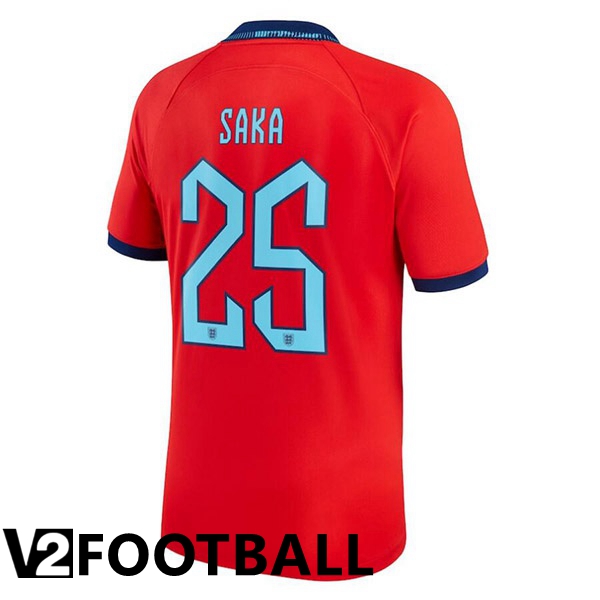 England (SAKA 25) Away Shirts Red World Cup 2022
