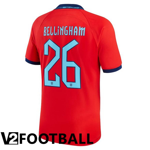 England (BELLINGHAM 26) Away Shirts Red World Cup 2022