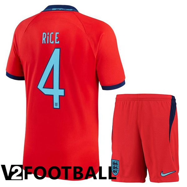 England (RICE 4) Kids Away Shirts Red World Cup 2022
