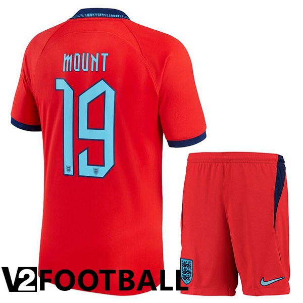 England (MOUNT 19) Kids Away Shirts Red World Cup 2022