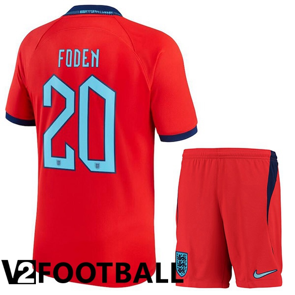 England (FODEN 20) Kids Away Shirts Red World Cup 2022