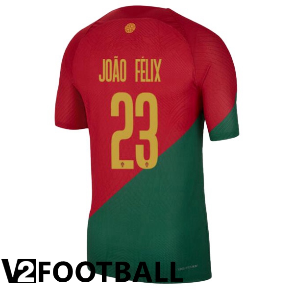 Portugal (JO脙O F脡LIX 23) Home Shirts Red Green World Cup 2022