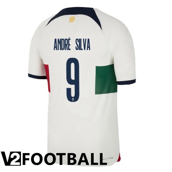 Portugal (ANDR脡 SILVA 9) Away Shirts White Red World Cup 2022
